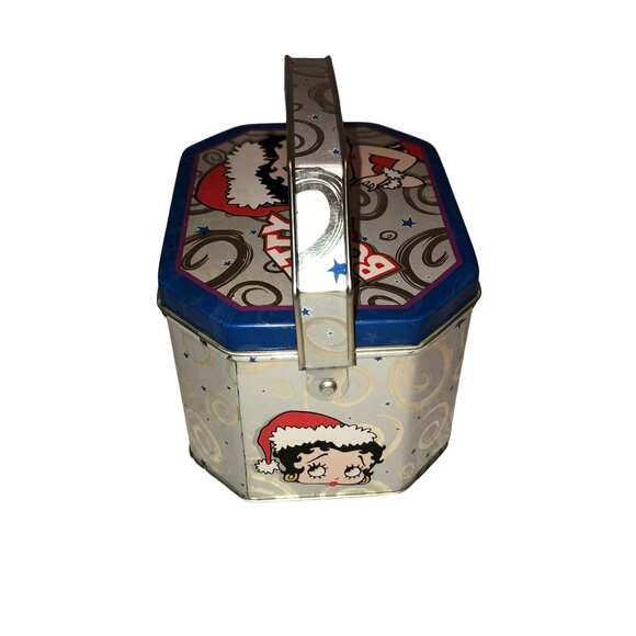 RARE BETTY BOOP TIN PURSE BOX BETTY DRESSED LIKE MRS CLAUS MINI W/ HANDLE CLEAN - Picture 2 of 6